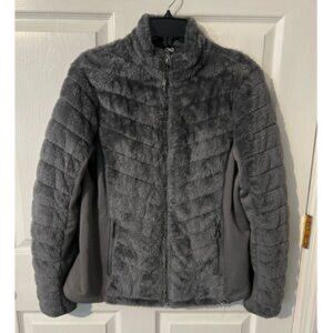 Women's BE BOUNDLESS Gray Jacket/Coat‎ Front Pockets Front Zip Long Sleeve Large